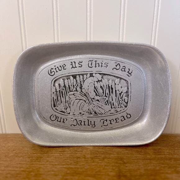 Other - Antique Silver/Pewter Decorative Tray with Engraving